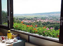 Vista dal loggia dell'appartamento (Suite) - appartamento e stanze pensione germania thuringen bad frankenhausen 