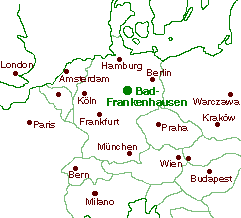 mapa de Alemania - Pensión Schönblick en Bad Frankenhausen Kyffhäuser Turingia Alemania con acceso gratis a internet, alquiler de bicicletas, desayuno, tranquilo